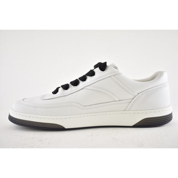 Chanel 24P White Black Leather CC Logo Flat Lace Up Runner Trainer Sneaker 42 - Picture 12 of 15